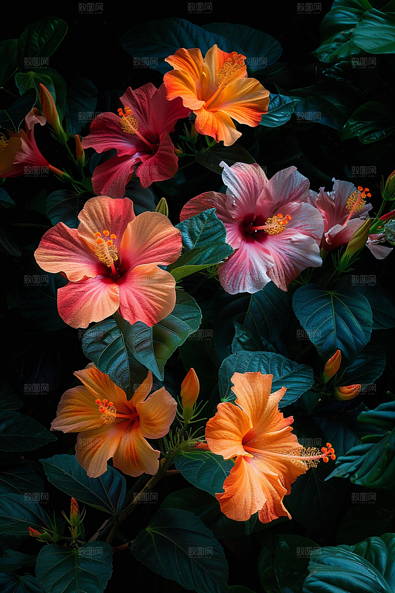 木槿花清新花朵摄影图