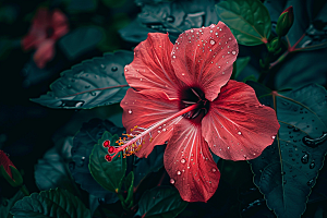 木槿花高清花朵摄影图