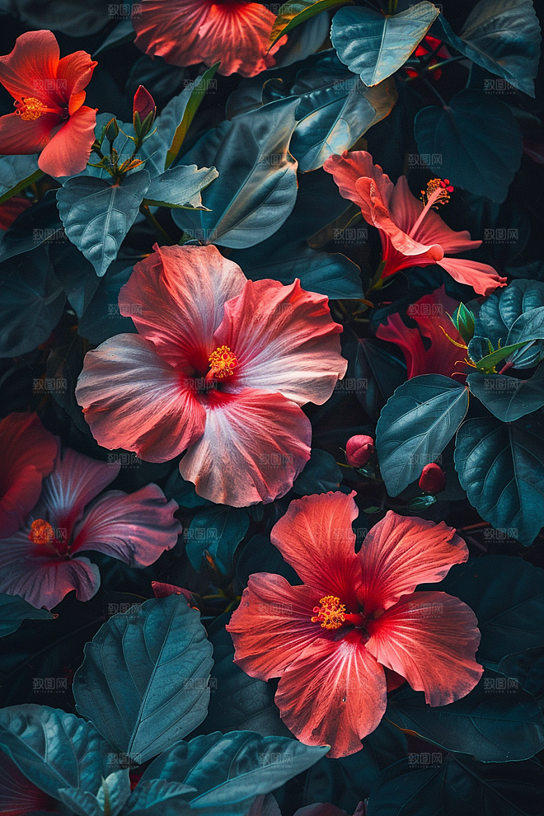 木槿花花朵植物摄影图