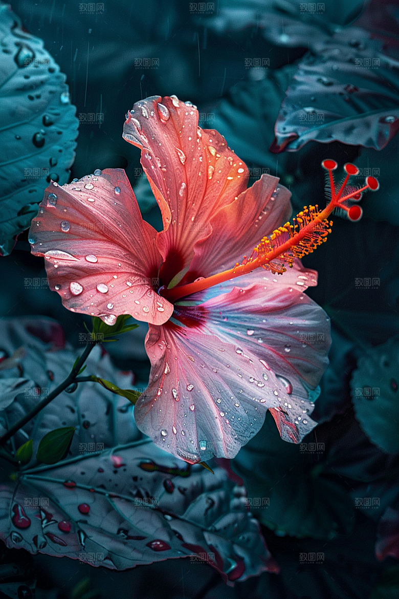 木槿花唯美夏天摄影图