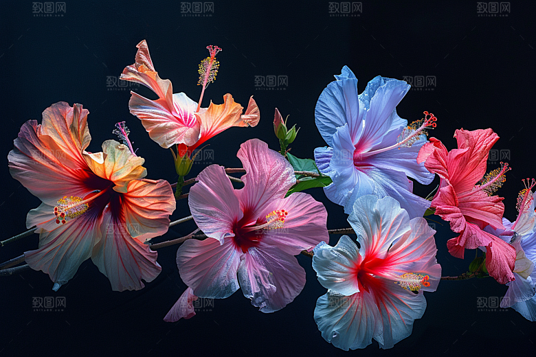 木槿花夏天唯美摄影图