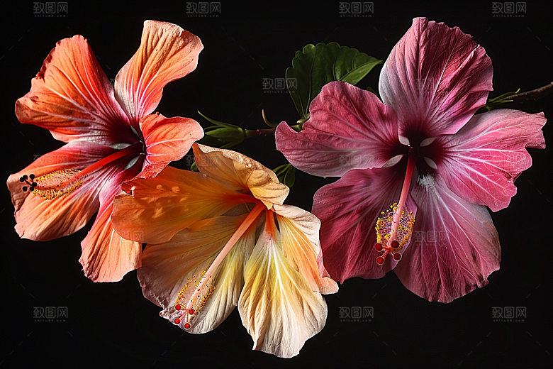 木槿花夏季彩色摄影图