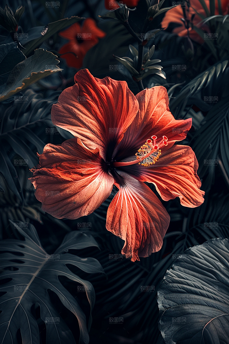 木槿花花朵花卉摄影图