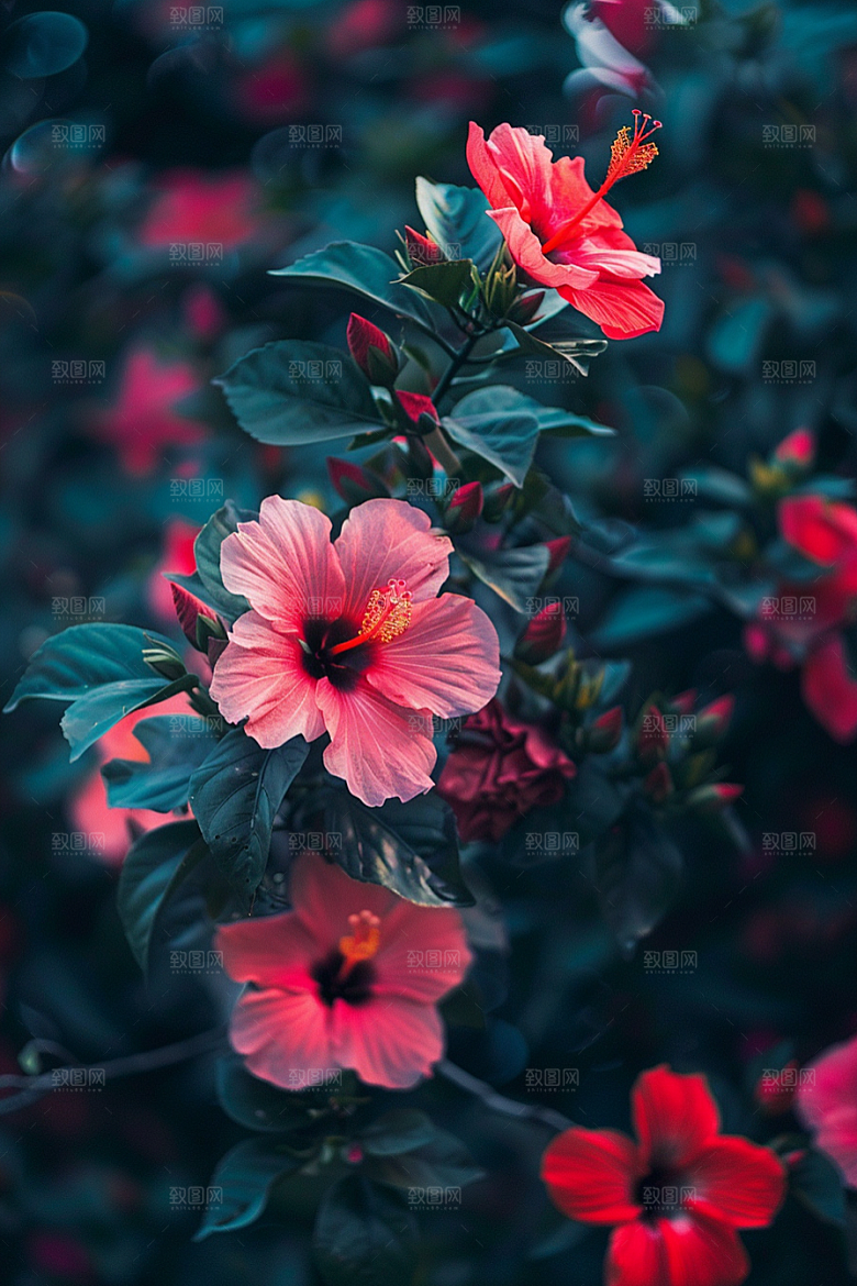 木槿花清新自然摄影图