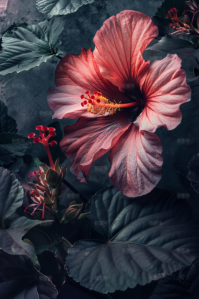 木槿花花卉花朵摄影图