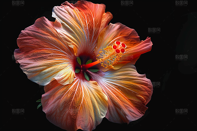木槿花清新夏季摄影图