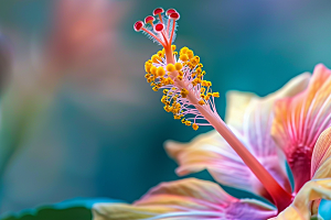 木槿花彩色花卉摄影图