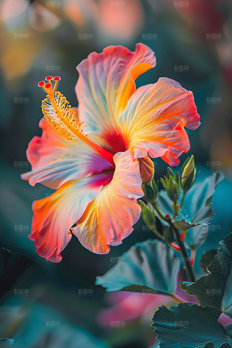 木槿花唯美夏季摄影图