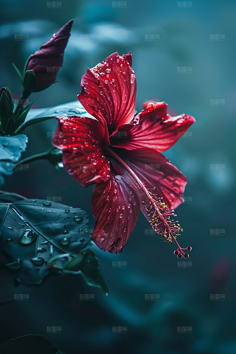 木槿花自然夏天摄影图