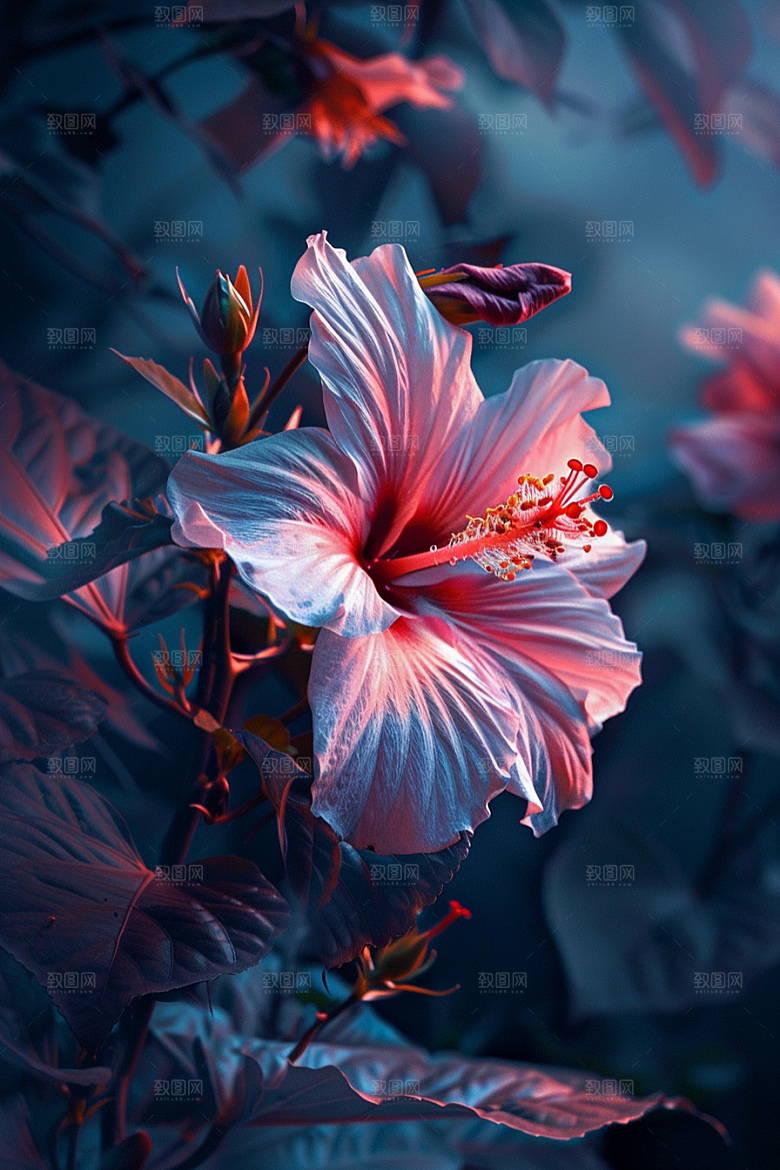木槿花花卉唯美摄影图
