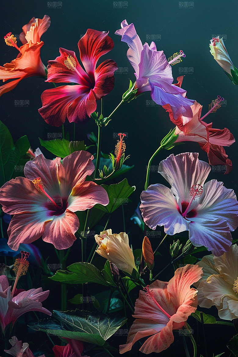 木槿花夏季自然摄影图