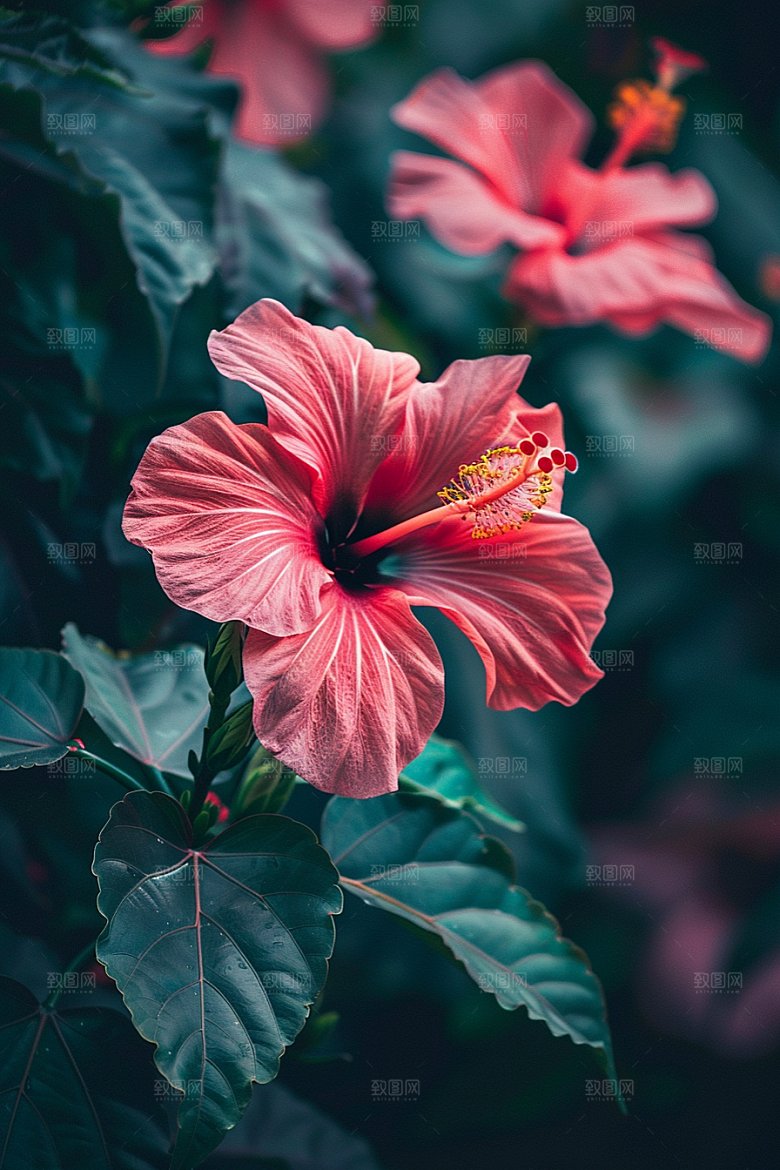 木槿花夏季植物摄影图