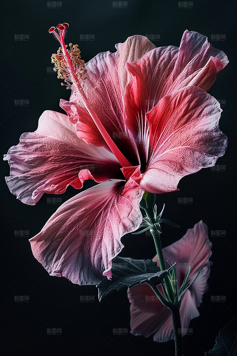 木槿花彩色夏季摄影图
