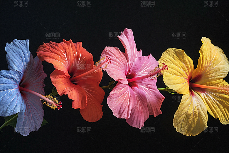 木槿花植物夏天摄影图