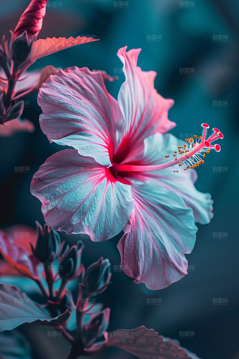 木槿花植物夏天摄影图