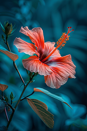 木槿花花朵花卉摄影图