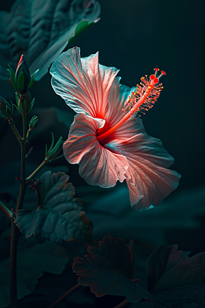 木槿花夏天花朵摄影图