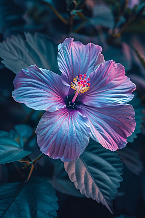 木槿花彩色夏季摄影图