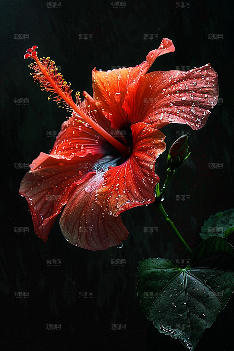 木槿花植物花朵摄影图