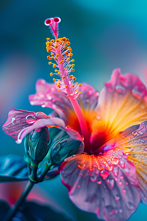 木槿花花朵夏季摄影图
