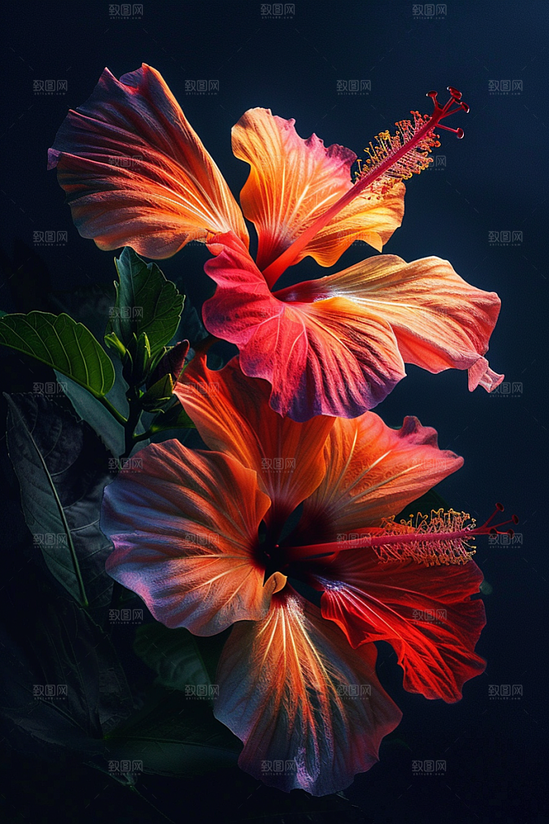 木槿花花卉植物摄影图