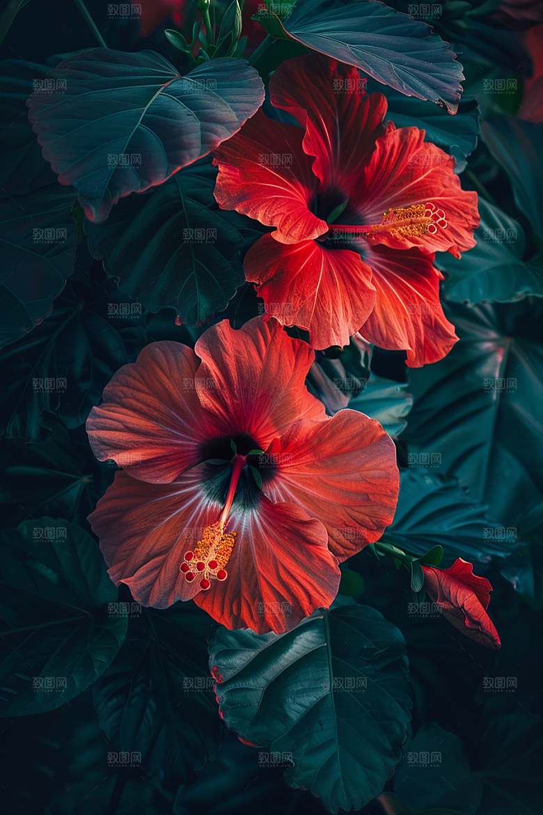 木槿花花朵清新摄影图