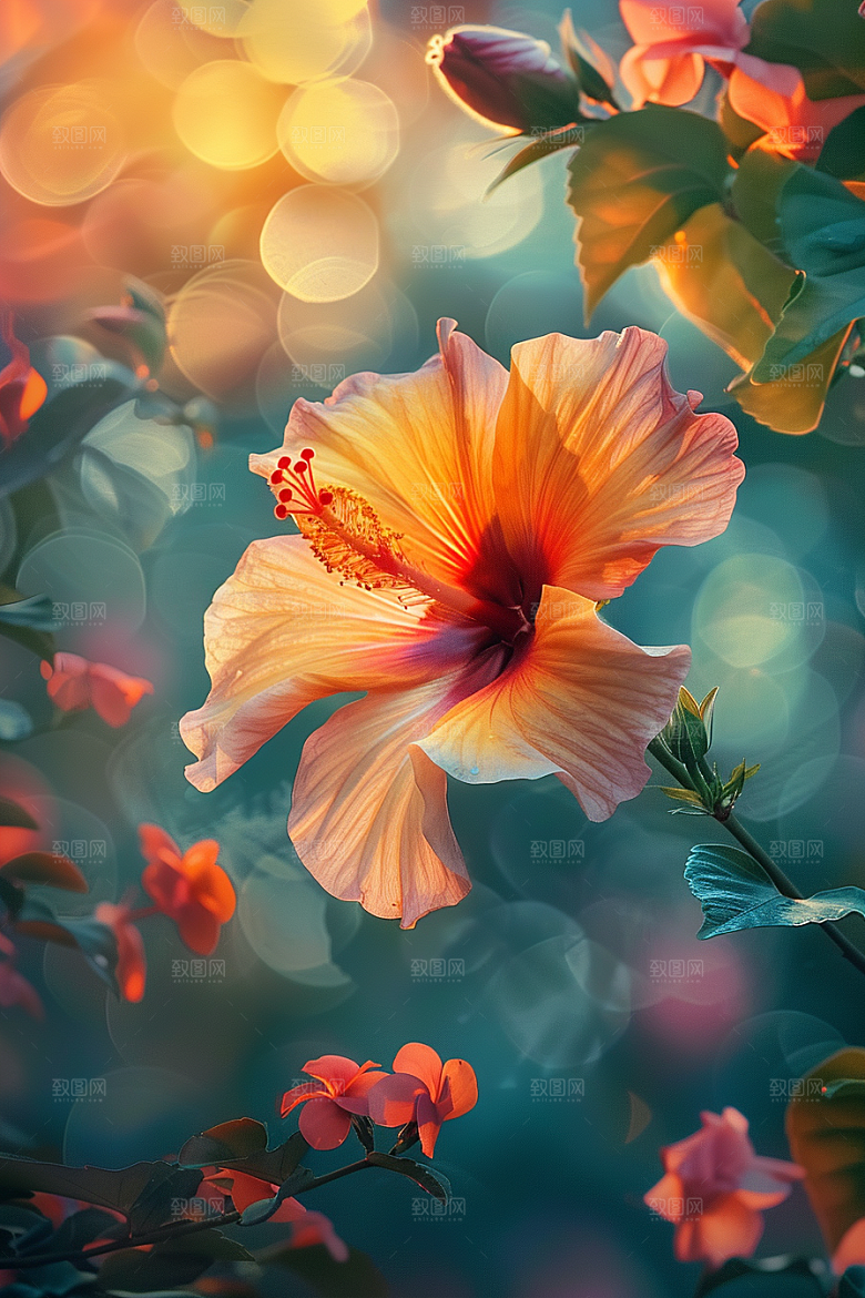 木槿花自然花卉摄影图