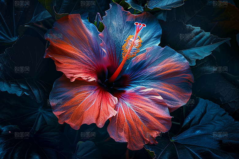 木槿花夏天花朵摄影图