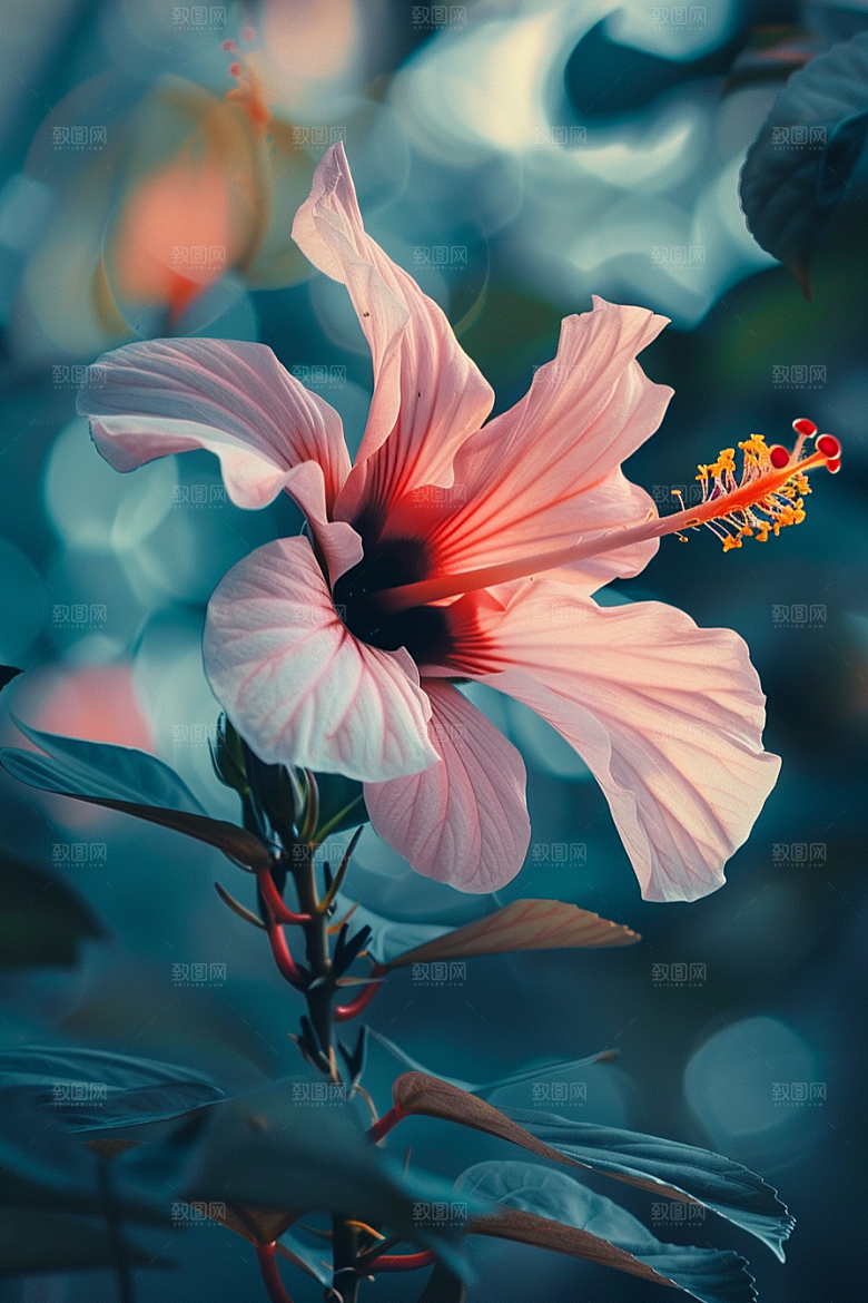 木槿花自然花卉摄影图