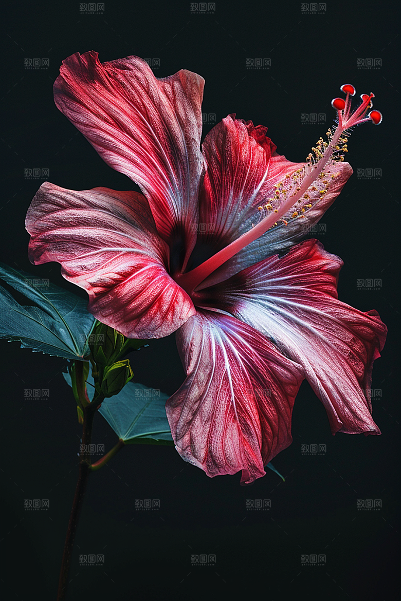 木槿花夏季花卉摄影图