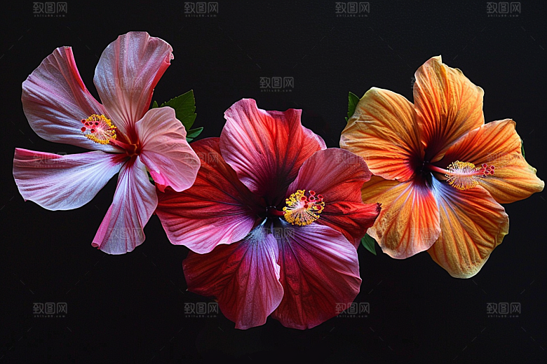 木槿花夏天彩色摄影图