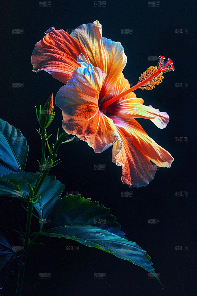 木槿花植物彩色摄影图