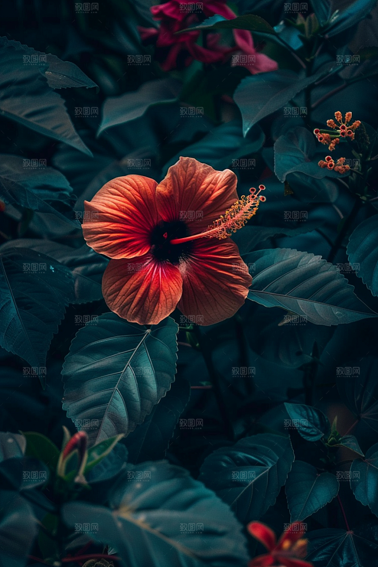 木槿花植物彩色摄影图