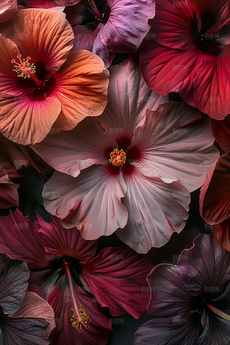 木槿花清新花朵摄影图