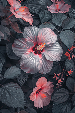 木槿花唯美花朵摄影图