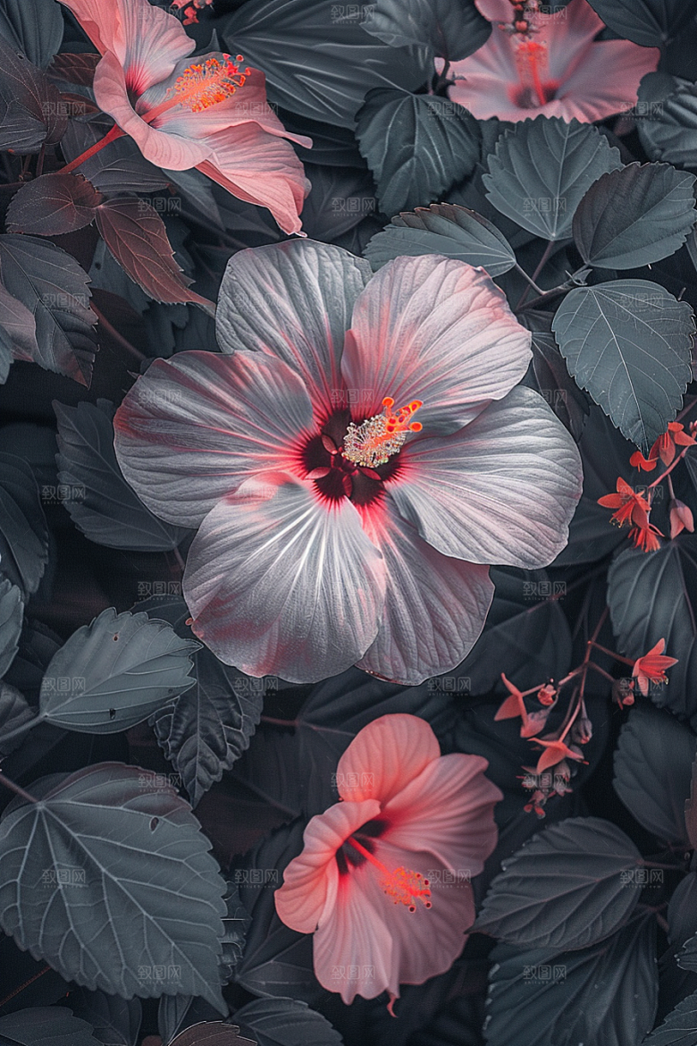木槿花唯美花朵摄影图