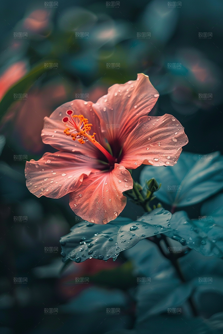 木槿花植物清新摄影图