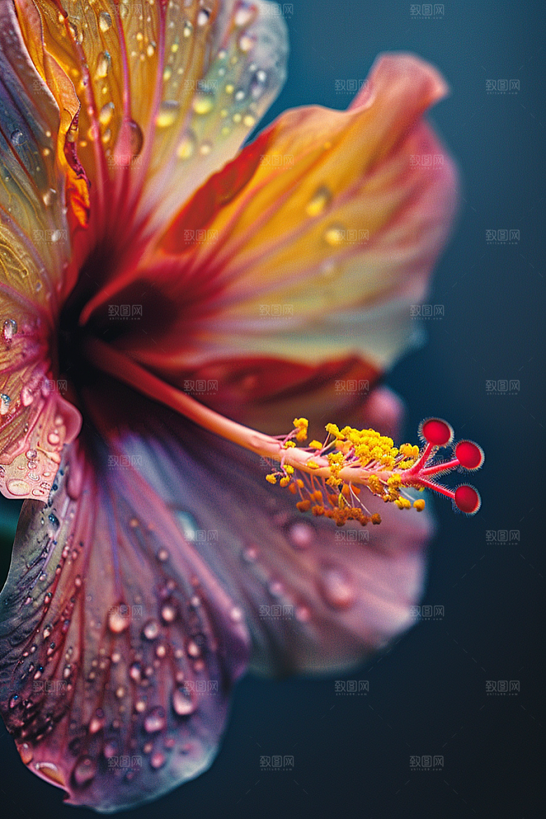 木槿花花朵彩色摄影图