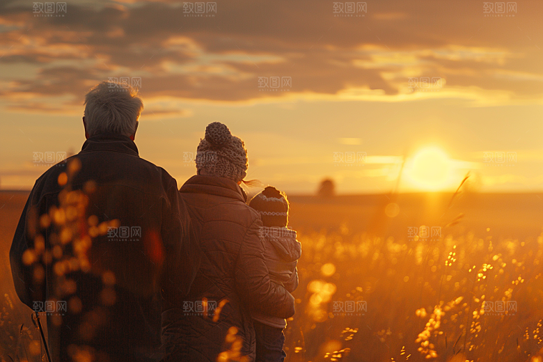 老人目送孩子离家背景家庭摄影图