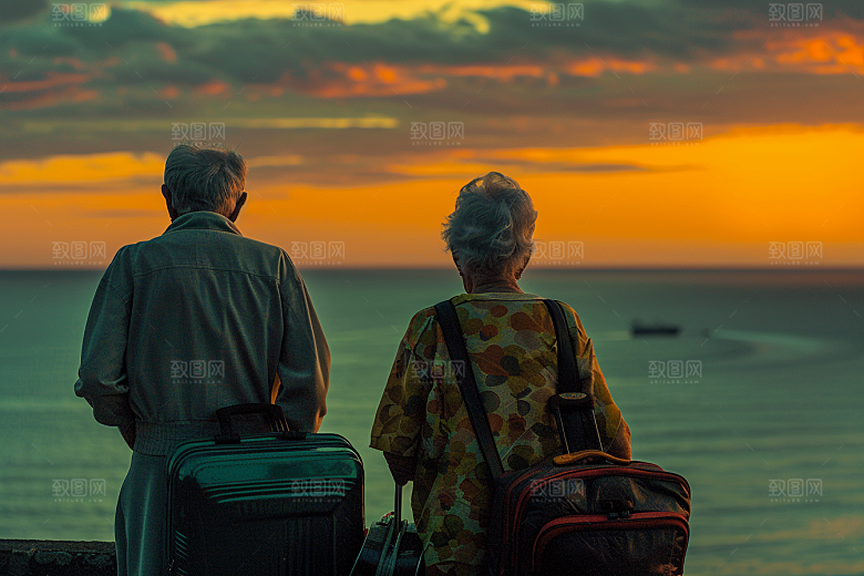 老人目送孩子离家家人背景摄影图