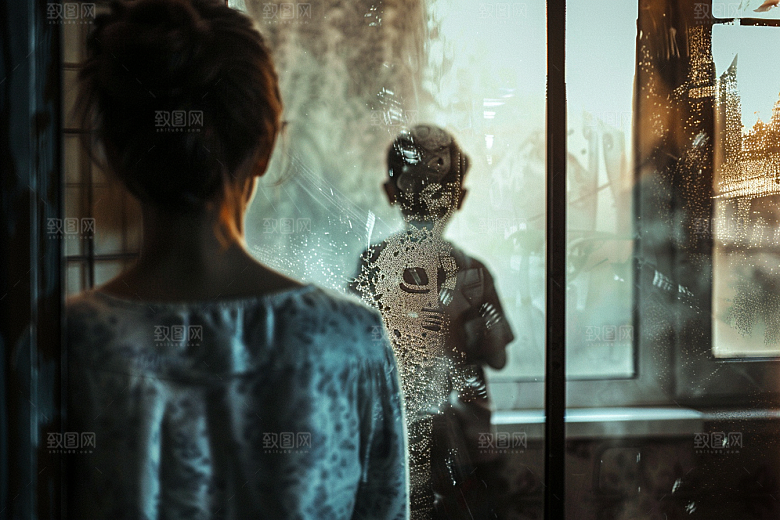 老人目送孩子离家背景高清摄影图