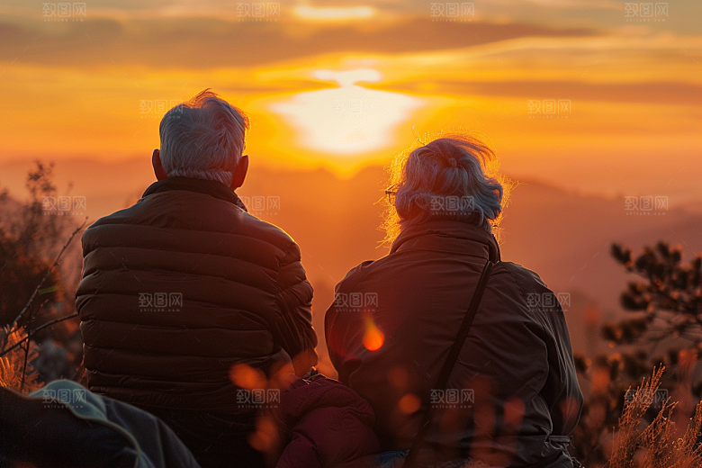 老人目送孩子离家暖色家人摄影图