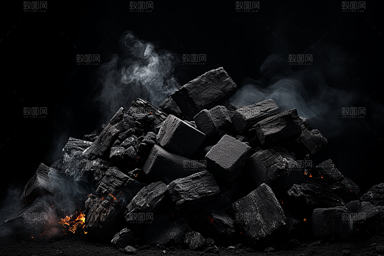 黑色木炭炭火冬季摄影图