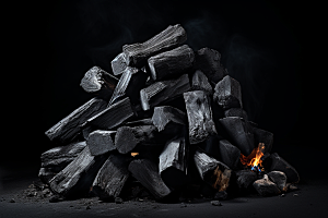 黑色木炭冬天炭火摄影图
