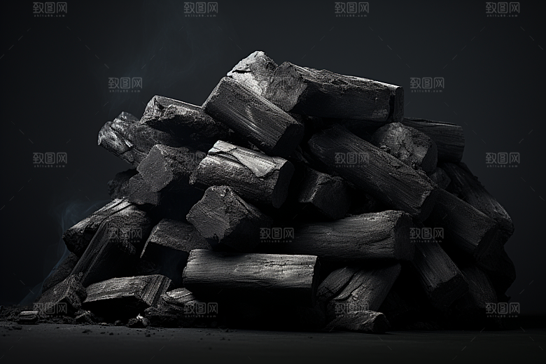 黑色木炭高清炭火摄影图