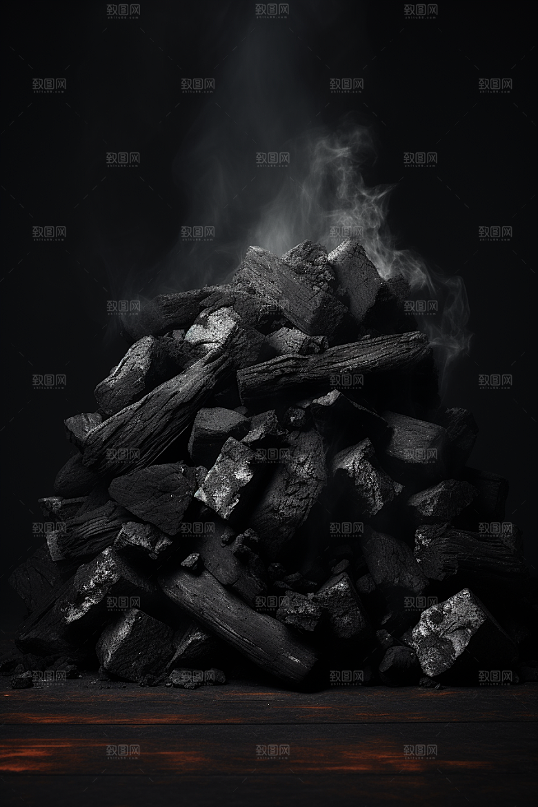 黑色木炭驱寒炭火摄影图