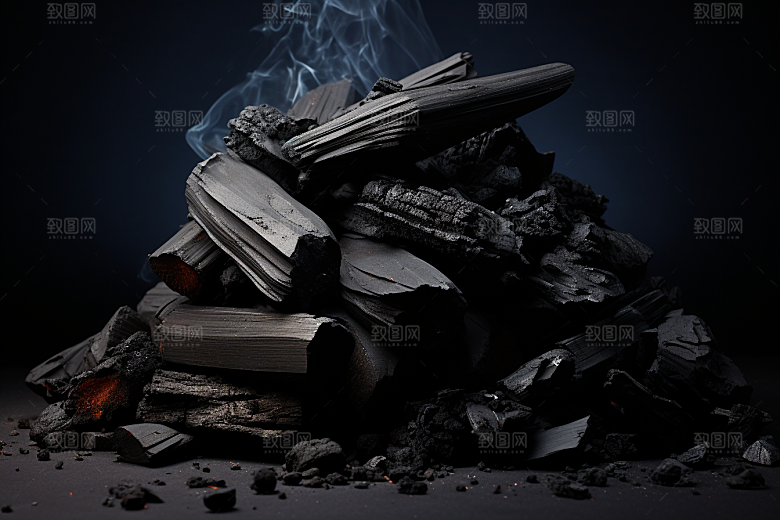 黑色木炭烧烤冬天摄影图
