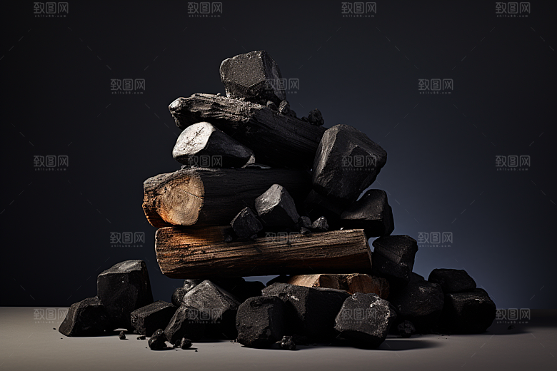黑色木炭炭火冬天摄影图