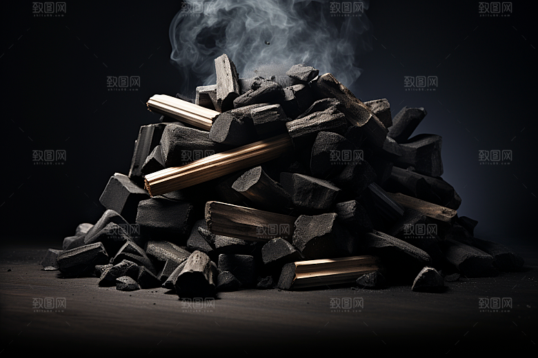黑色木炭冬天烧烤摄影图