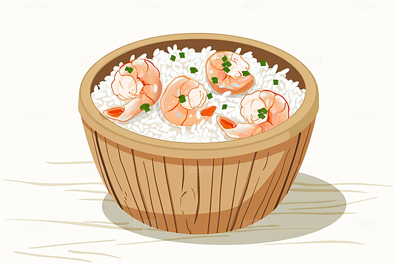 木桶饭美食煲仔饭插画